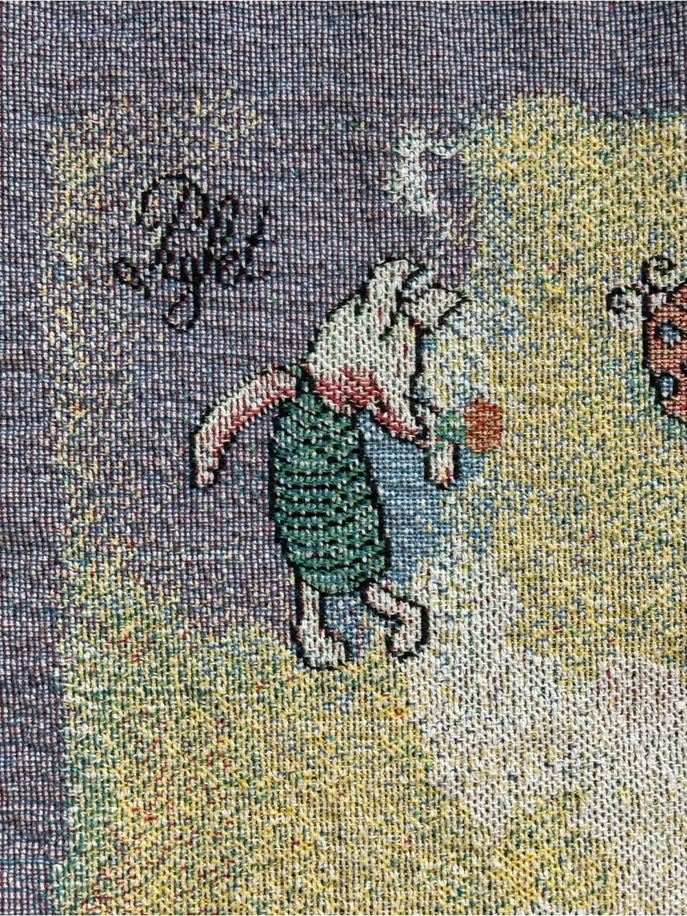 Vintage Disney Winnie Pooh Piglet Woven Tapestry Throw Blanket Fringe Edges